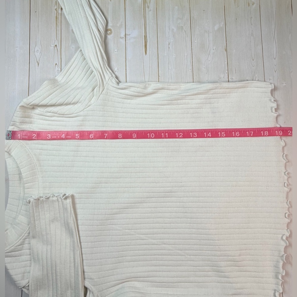 Cat & Jack Girls Long Sleeve Rib-Knit Top in Cream Size Large (10-12) - Picture 9 of 9